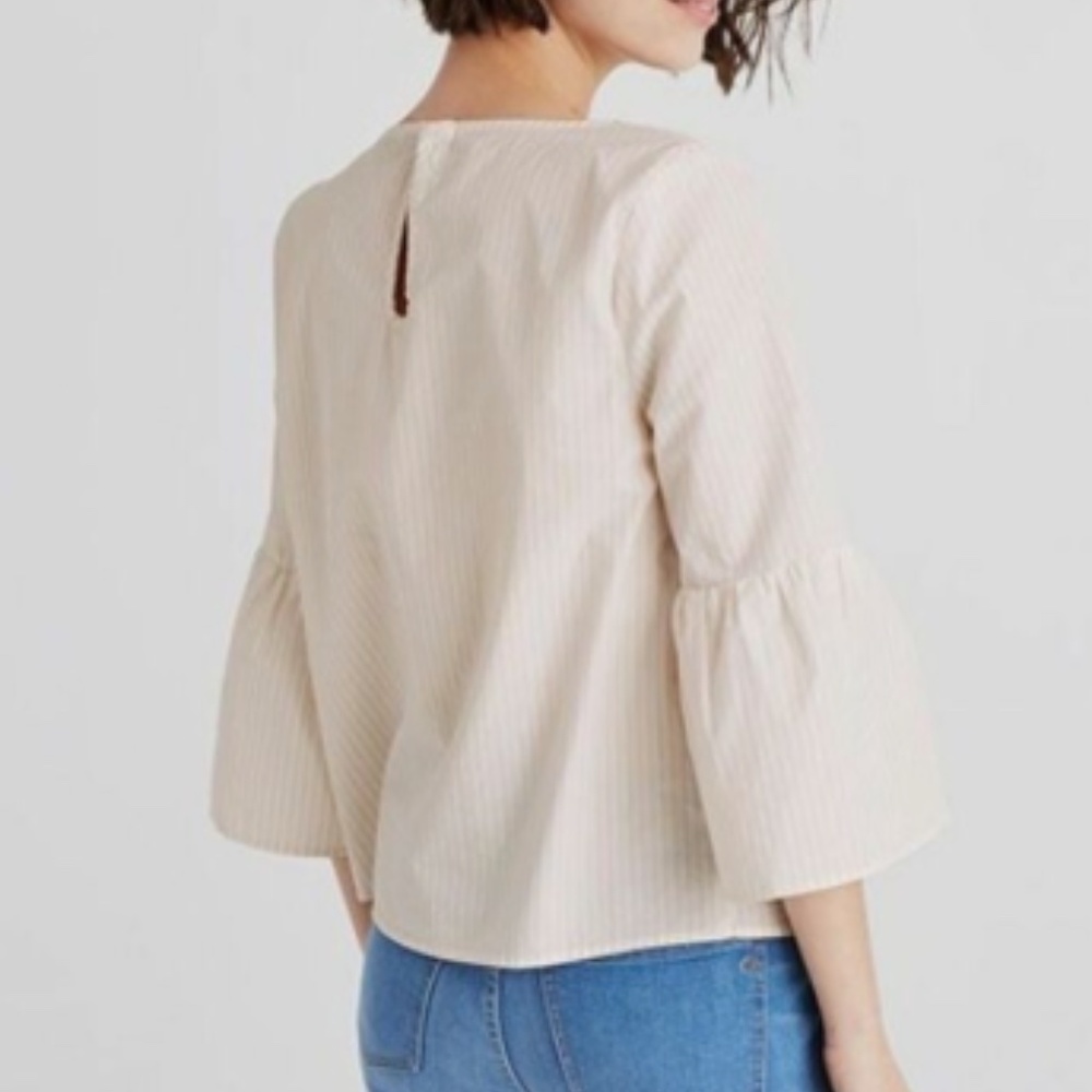 Madewell striped swingy bell sleeve top Size Small